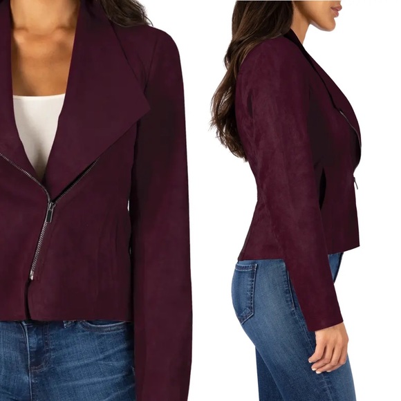 Nwt Carina Faux Suede Drape Moto Jacket 